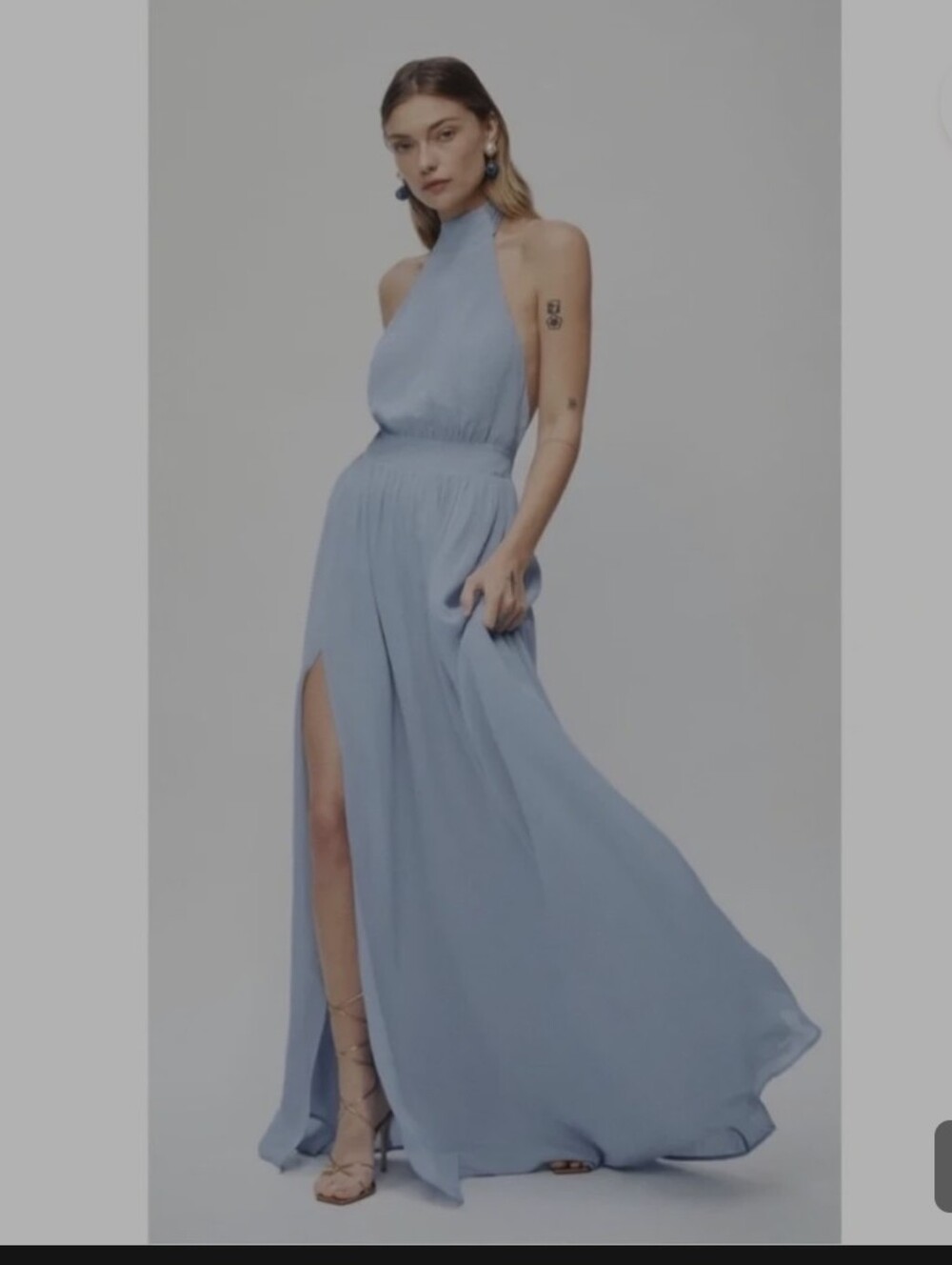 REFORMATION NWT ANDEE HALTER TIE NECK DRESS MINERAL COLOR SIZE 2